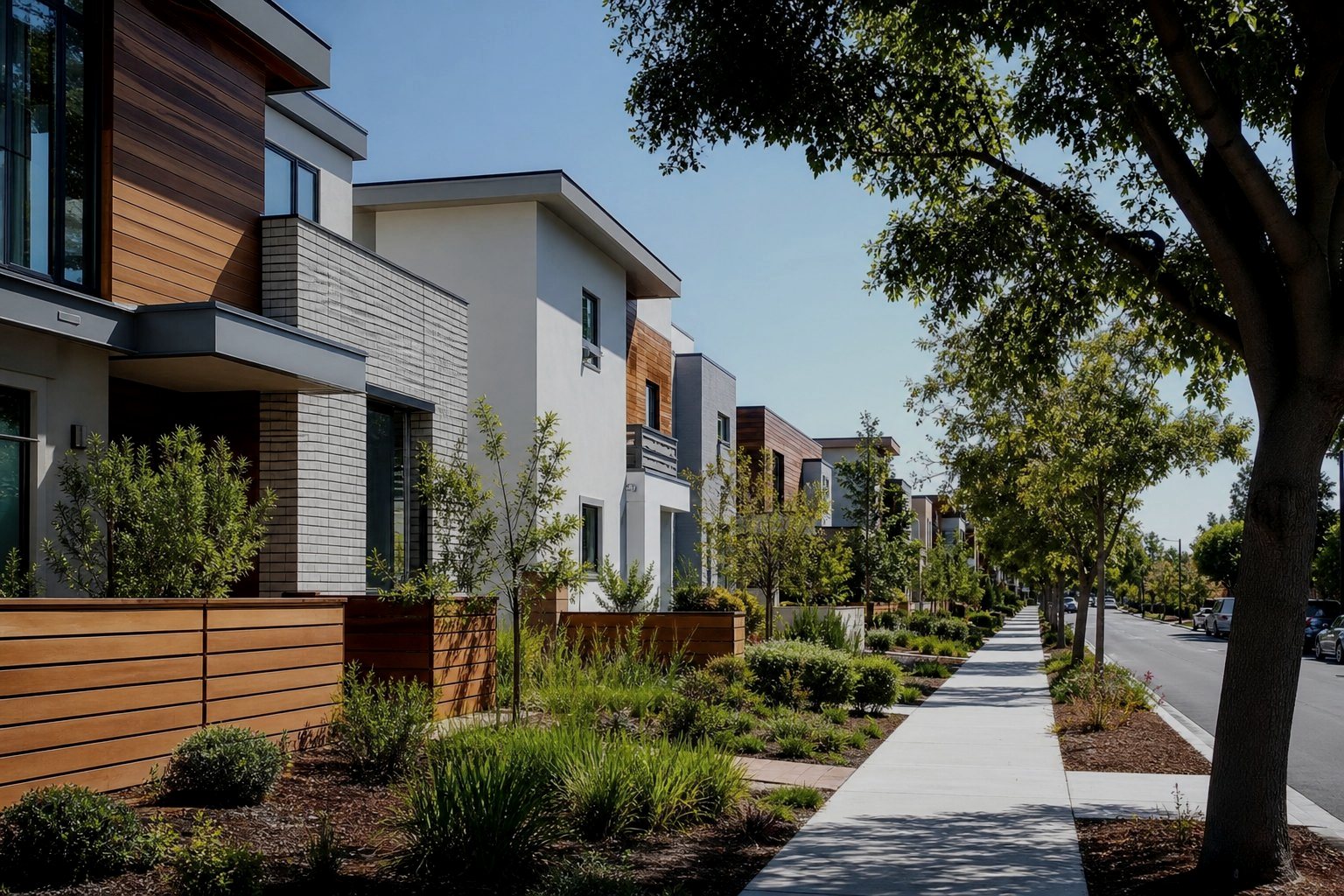 AI-generated concept image of a Sunnyvale, California residential street